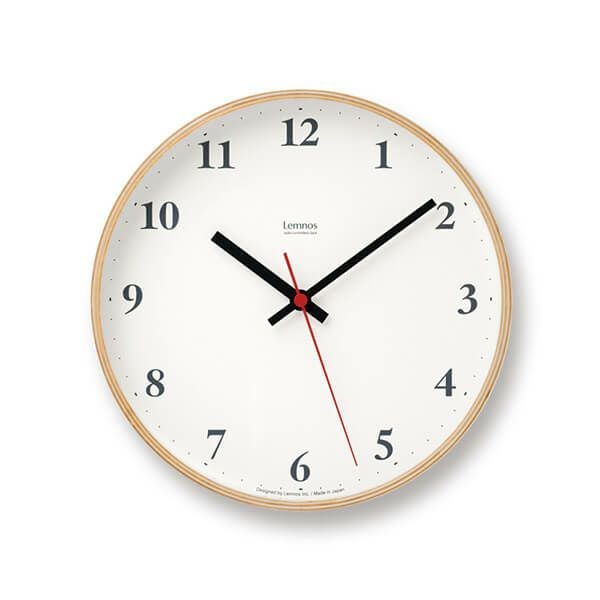 レムノス Plywood clock 電波時計 掛け時計 小型 Lemnos | フリー