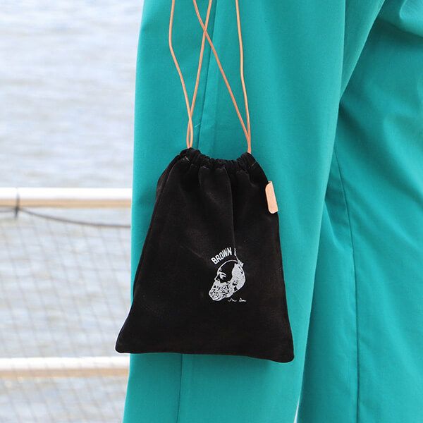 ブラウンブラウン ピックレザー Drawstring bag ドローストリング