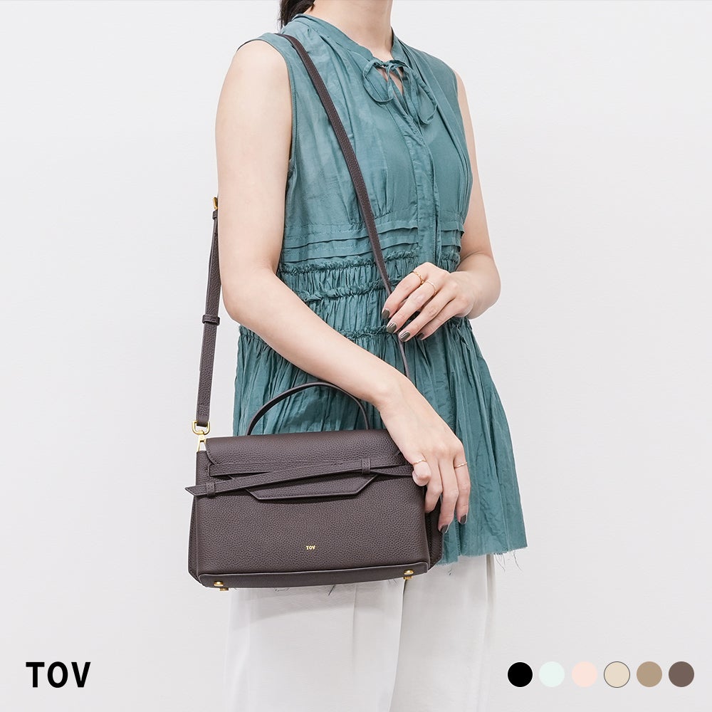 トーヴ MIMI M ミミエム クロスリボン フラップレザー ハンドバッグ