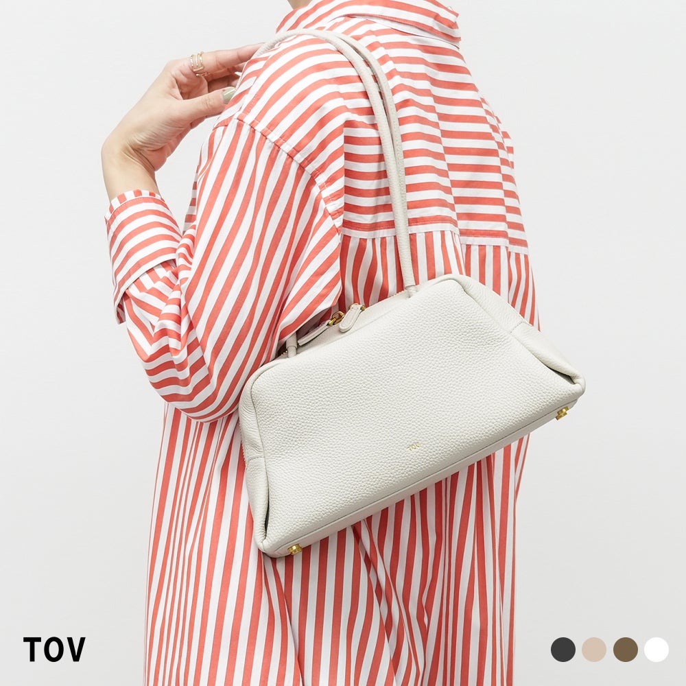 TOV ハンドバッグ ホワイト ボストンバッグ トーヴ PETAL OBLONG BAG S ペタル オブロング バッグ S 台形型 横長