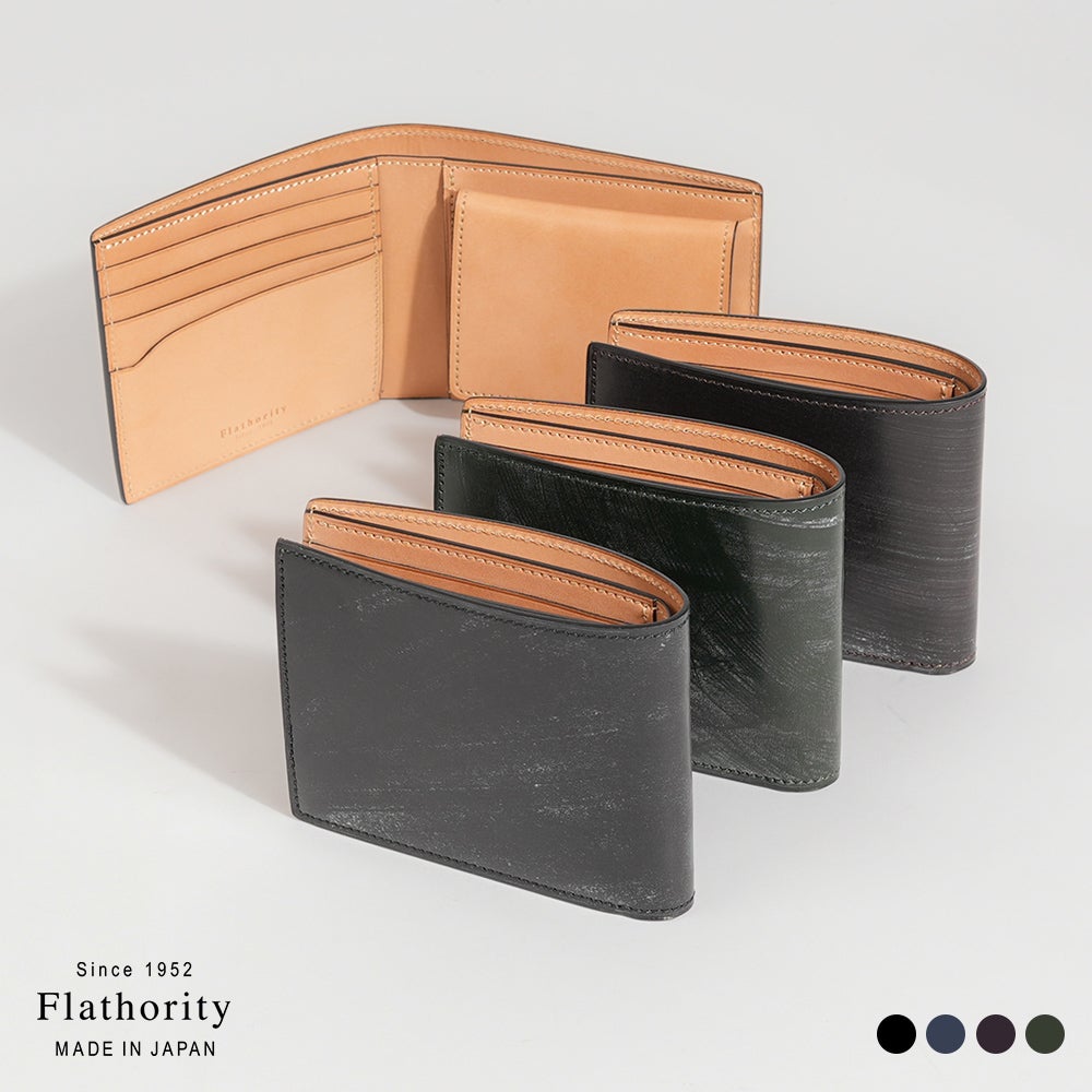フラソリティ ブライドルレザー 二つ折り財布 小銭入付き Flathority